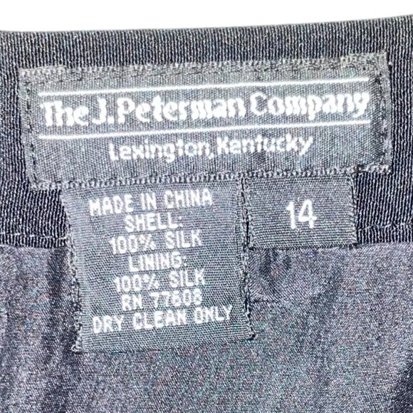 The J. Peterman Company Vintage A-Line Midi Black 100% Silk Skirt, Size 14 - Picture 4 of 12